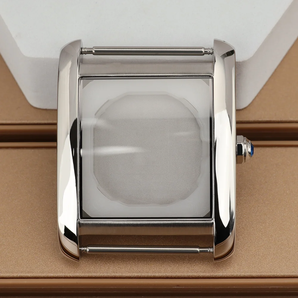 34.6mm Silvery Case Polished Watch Case Domed Sapphire Crystal For Miyota 2115 Quartz Movement Assemble Watch Accessories Parts