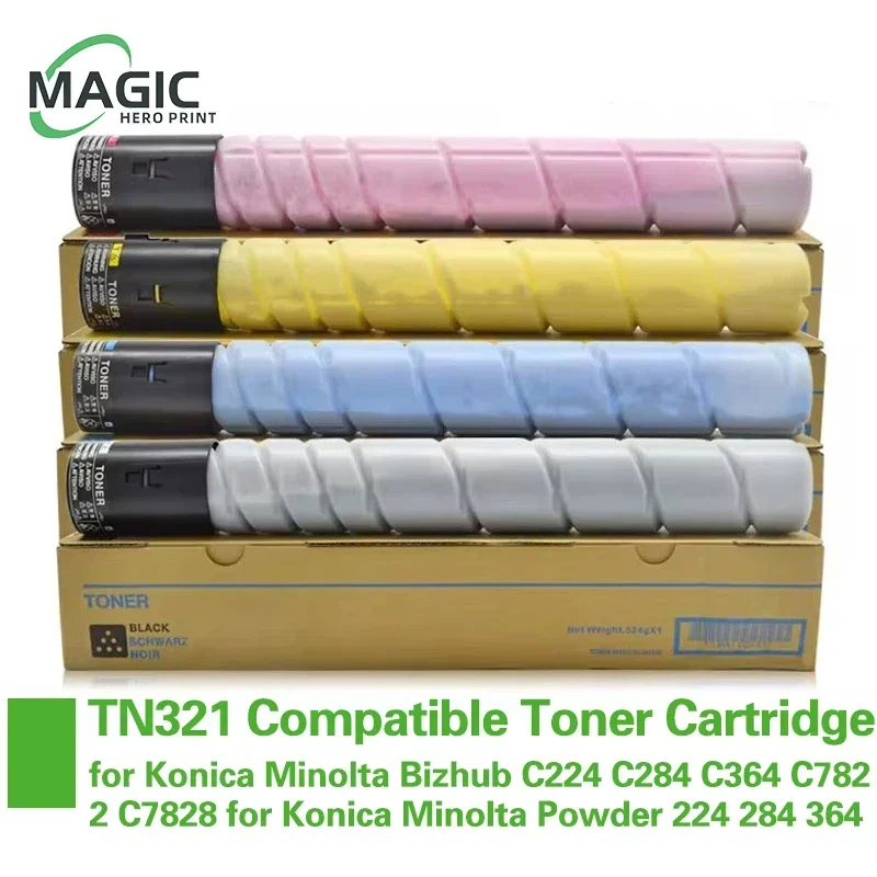 Magic Hero TN321 TN220 Compatible Color Toner Cartridge Bizhub C224 C284 C364 C7822 C7828 for Konica Minolta Powder 224 284 364