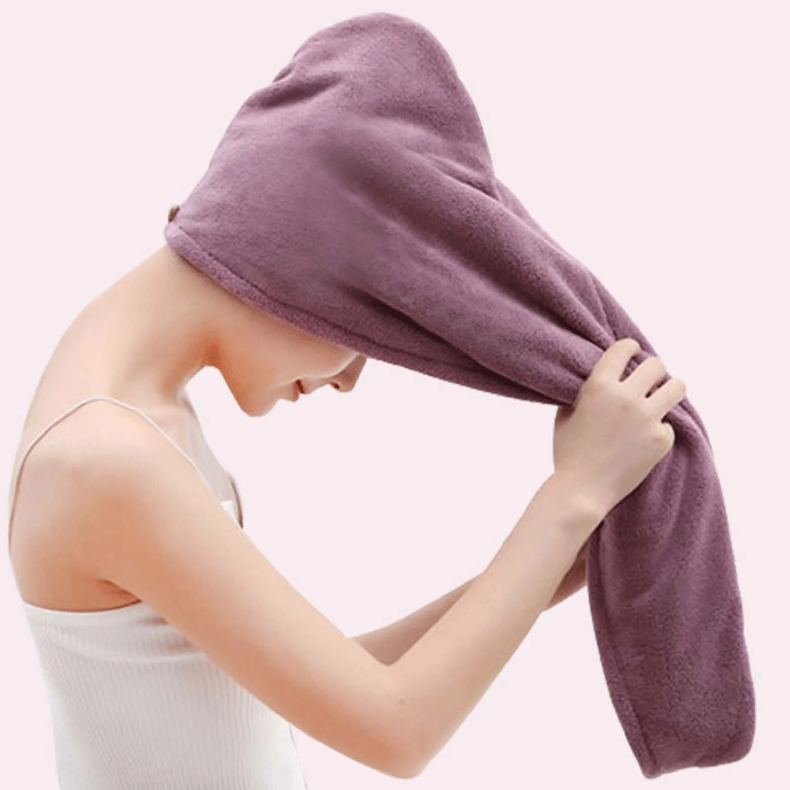 Toalha de cabelo feminina de lã coral, touca de banho extra grossa, macia, absorvente, secagem rápida, uso doméstico, faixa de cabeça bordada