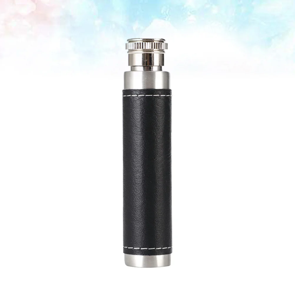 

1pc Portable Stainless Steel Wine Tube 1Oz Mini Wine Pot Cover Cigar Shape Round Base Outdoor Use Black Silver Bar Tool