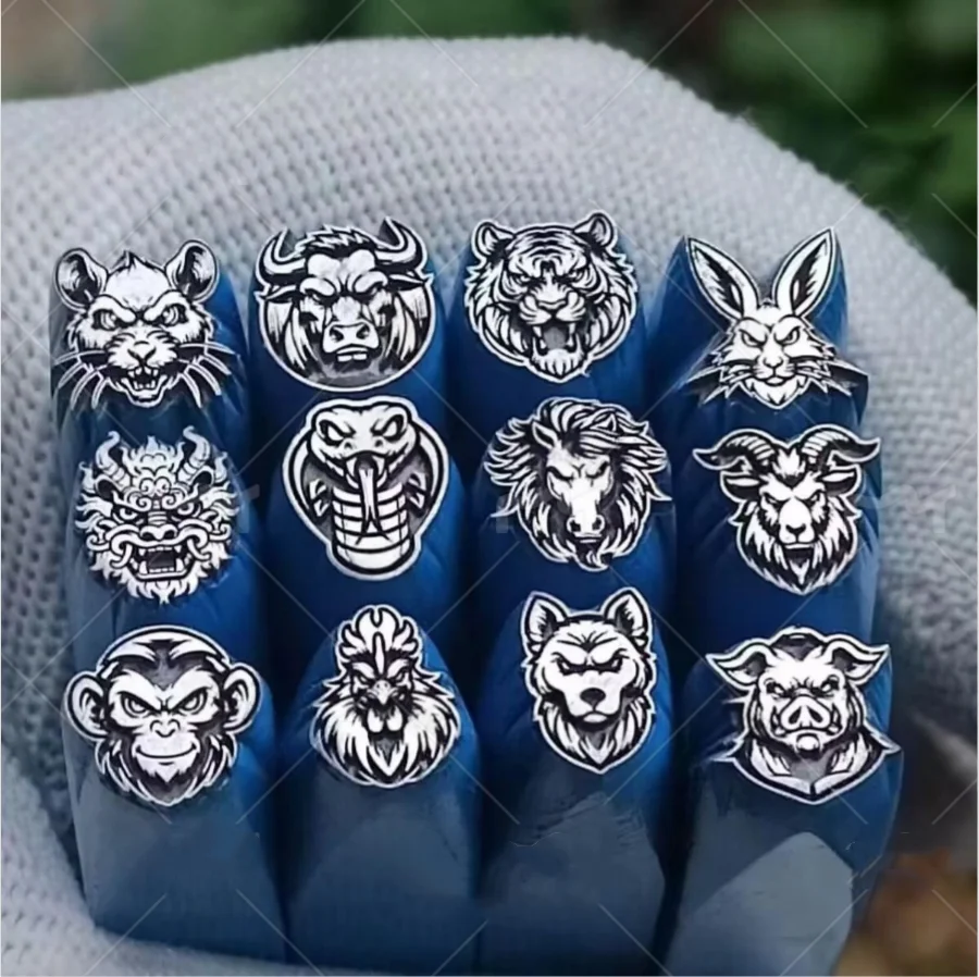 Jewellery stamps, animal heads, Chinese zodiac steel stamps, gold and silver bracelet chiselling moulds, gold-smithing tools