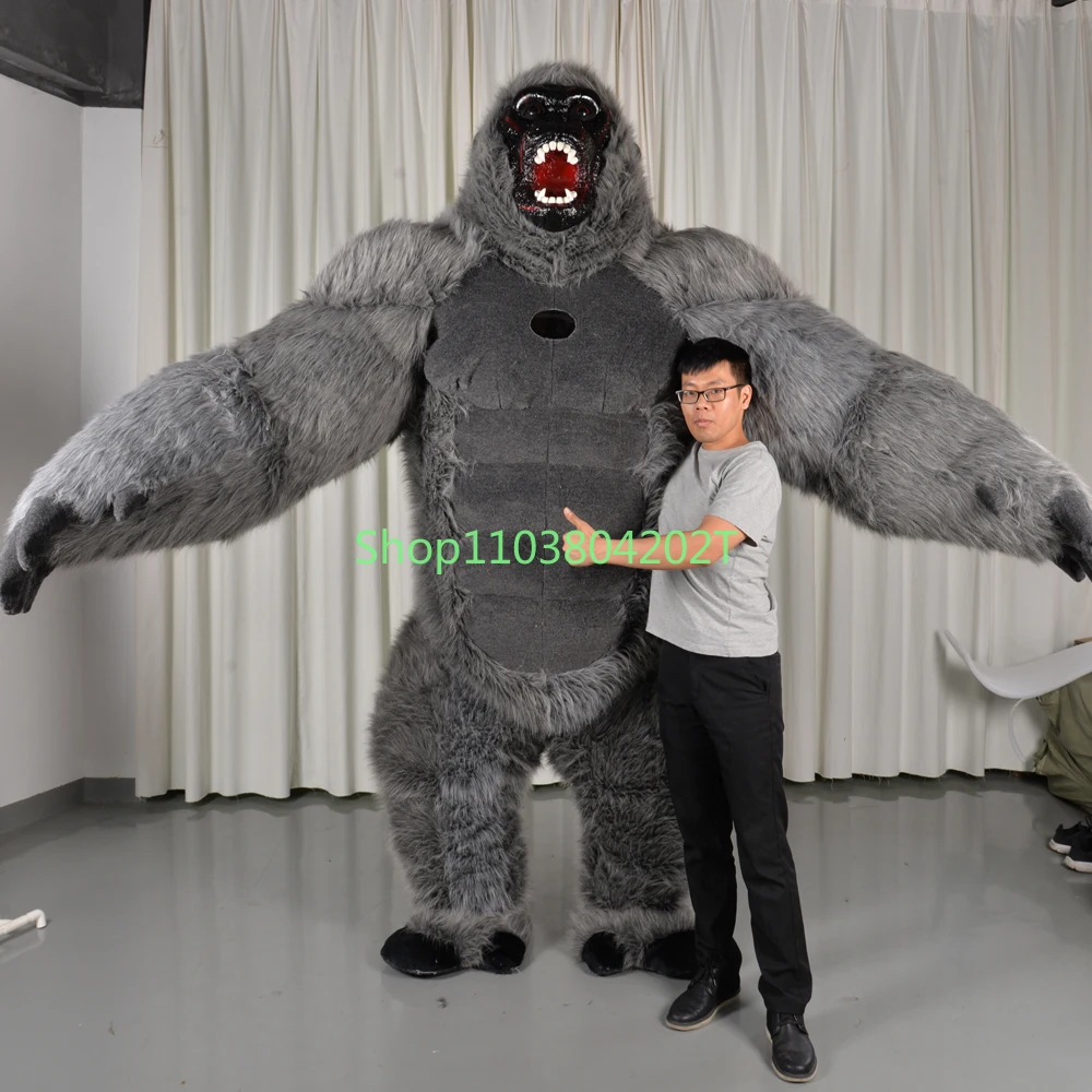 Gorilla Inflatable Costume Mascot for Adult Plush Furry Animal Halloween Venice Carnival Dress Monkey Suit Fursuit Orangutan