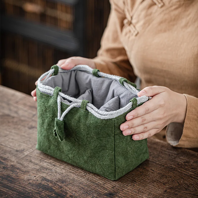 

Tea Set Storage Bag Travel Set Thickened Cotton and Linen Teapot Fabric Bag Master Tea Cup Anti Drop Cloth Bag Tea Accessories