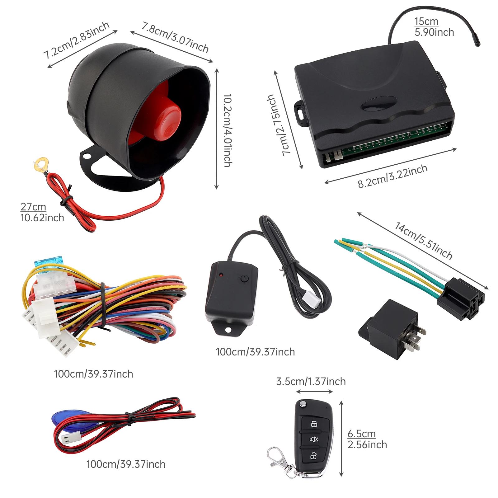 Universal 12V Auto Car Alarm Keyless Entry System for Car with Remote Control, Siren Sensor, Car Alarm Security System