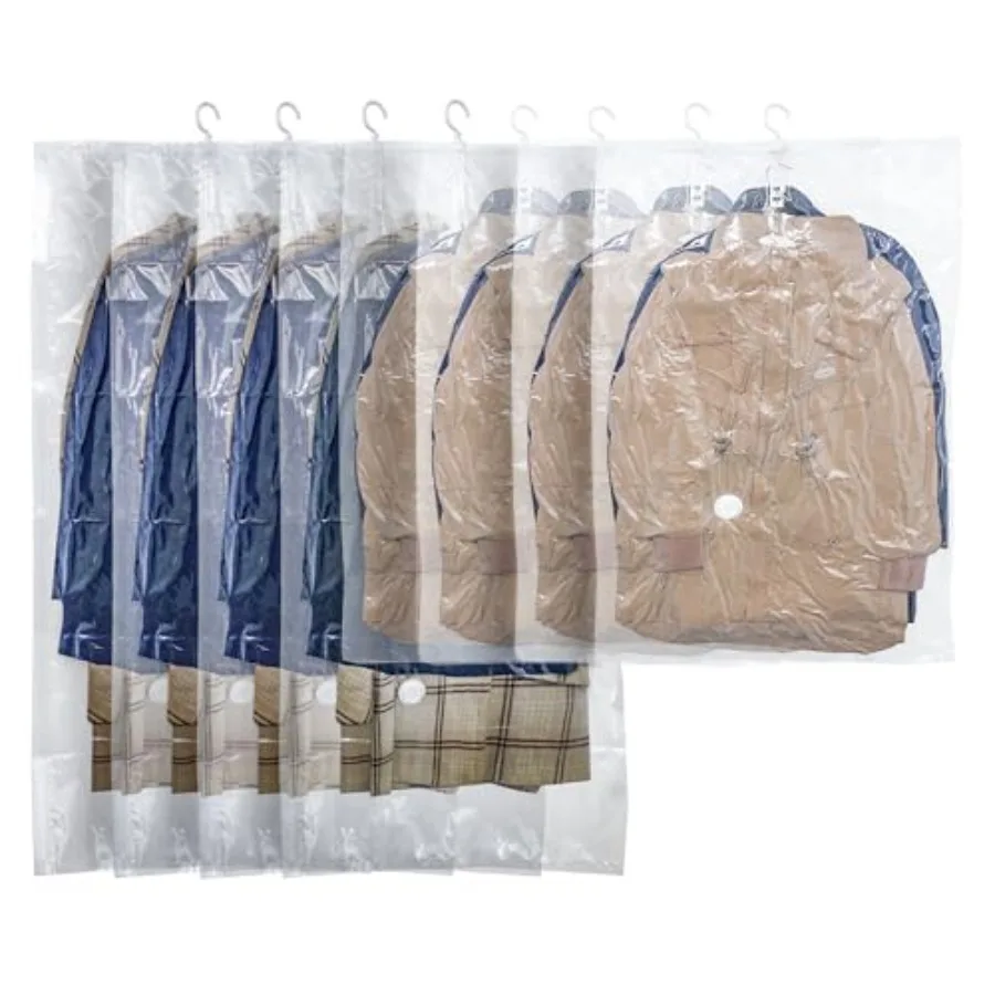 

Hanging Vacuum Storage Bags, Hanging Vacuum Sealer Storage Space Saver Bags for Clothes, Suits, Coats, Dresses or Jackets, Reus