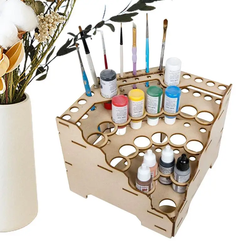 Paint Holder Organizer Paint Rack Craft Paint Storage Paint Bottle Organizer Tiered Layout Paint Brush Holder Modular Paint Rack