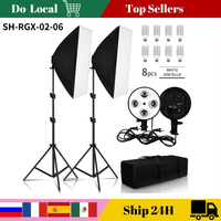 50x70Photography Softbox Studio Photo Lighting Kit Soft Box Continuous Light System For Camera With 5500K E27 Photographic Bulb
