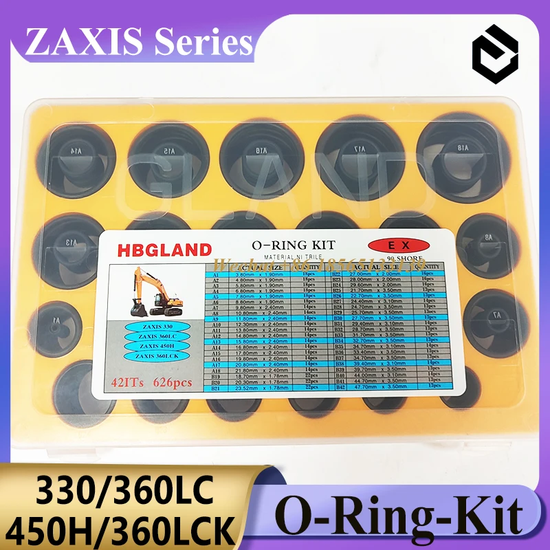 

O-Ring-Kit For EX ZAXIS300 ZAXIS360LC ZAXIS450H ZAXIS360LCK O-ring Box 626pcs for Hitachi Excavator Seal Kit