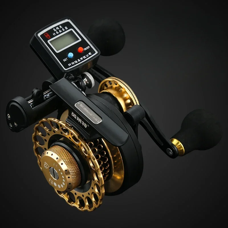 Digital Display Rod Reel, One-Touch Slow Drop, Automatic Line Guide, Backlit Screen for Night Fishing, Smart Fishing Reel