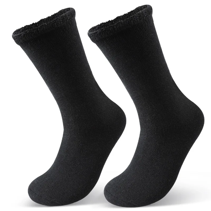 

Sock Leisure Athletic Sports Crew Dress Winter Men Fleece Thickened Snow Loop Warm mid-calf Sleeping Floor Dark Color 2W74