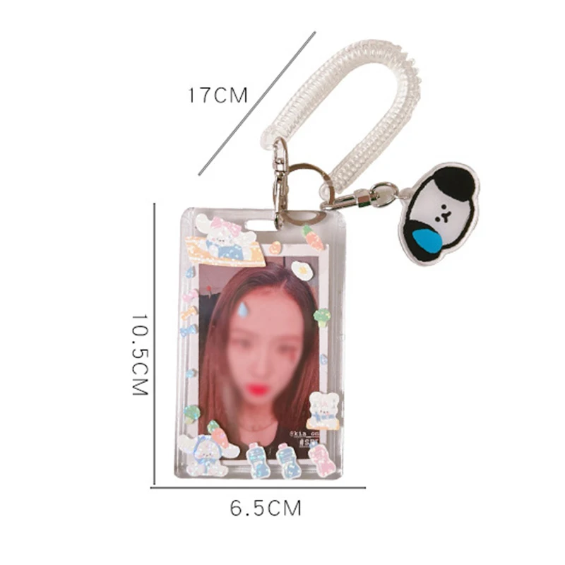 Transparent Acrylic Photocard Holder 3 Inch Korean Idol Photo Card Holder Bus Card ID Holder Pendant Keychain Stationery