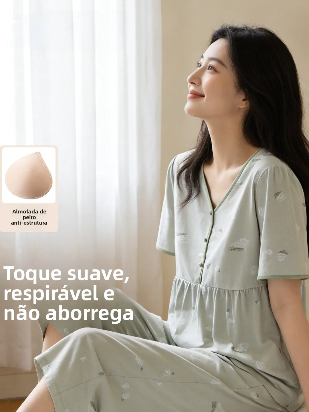 lightweight-cotton-v-neck-short-sleeve-seven-foot-pants-sleepwear-cardigan-home-clothes-set-for-women-summer-comfortable-home