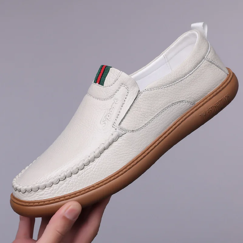 

Мужские повседневные туфли из дышащей натуральной кожи с перфорацией, весенне-осенние, удобные лоферы-сабо