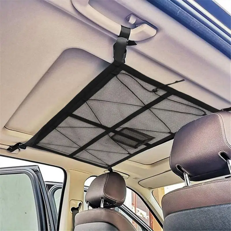 Cargo Net For Car Polyester Drawstring Flexible Car Storage Net Easy Disassembly Cargo Net High Strength Roof Net For Car