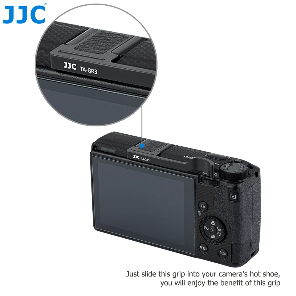 JJC Thumbs-Up-Grip para Ricoh GR III IIIx GR3x GR3 HDF Camera Hand Grip con cubierta de zapata caliente, accesorios para cámaras
