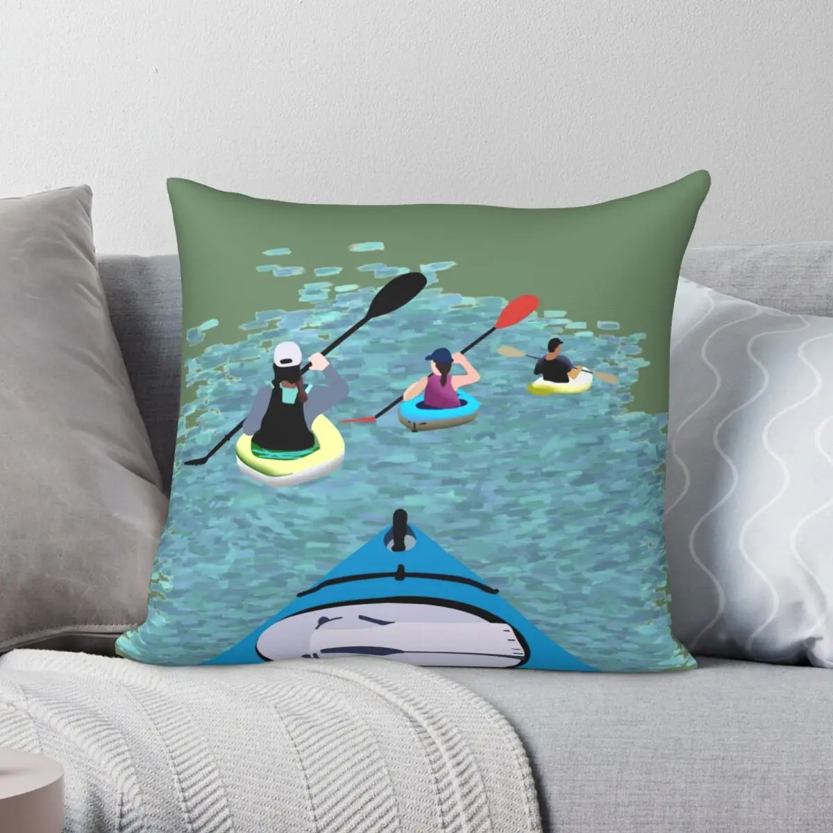 

Kayaking Square Pillowcase Polyester Linen Velvet Creative Zip Decor Sofa Seater Cushion Case