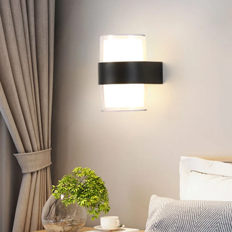 Modern Plastic Wall Sconce Round & Square Dual Style Warm Light Indoor LED Wall Lamp for Bedroom Living Room Hallway Decor