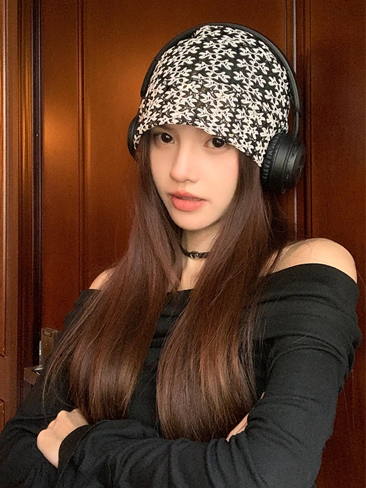 Japanese Style Hollow out Summer Hat Women's Thin Breathable Overhead Cap Face Slimming Versatile Travel Friendly round Top