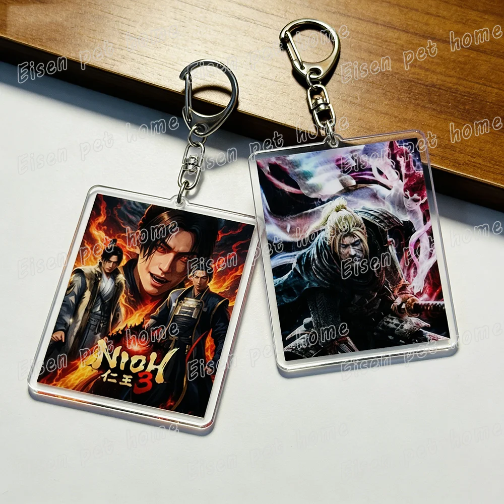 Cool Game Samurai Style Keychains for Accessories Bag Charm PC Ninja Gamer Keyrings Jewelry Fans Birthday Gifts