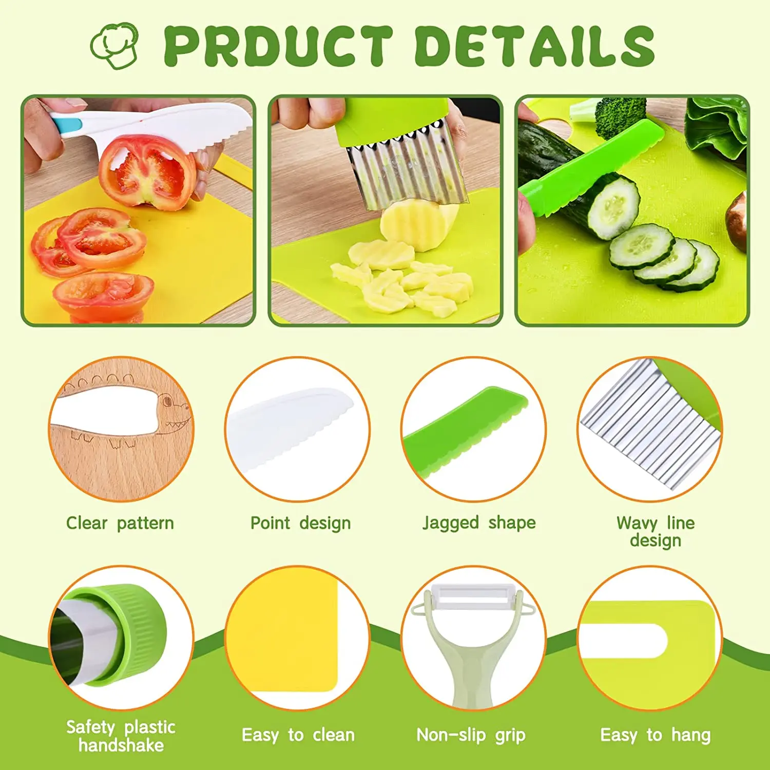 13 PCs Montessori Kitchen Tools for Toddlers-Kids Cooking Sets Real-Toddler Safe Knives Set for Real Cooking image 3