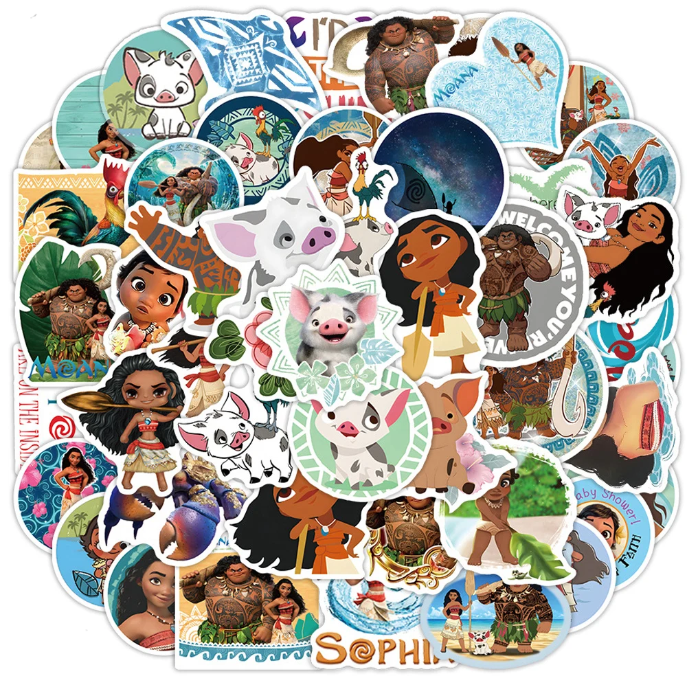 10/30/50pcs Disney Anime Movie Moana Stickers Kawaii Cartoon Girls Decal Toy DIY Phone Water Bottle Luggage PVC Graffiti Sticker