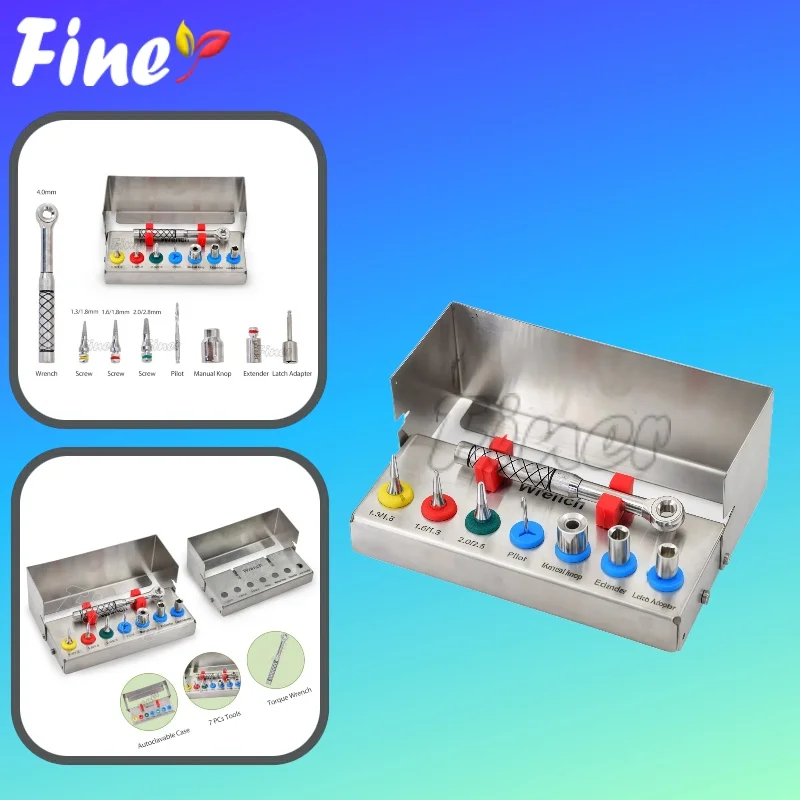

Finer Dental Bone Expander Kit 8pcs Dental Implant Removal Kit Screw Driver Torque Wrench Ratchet Bone Expander Repair Tools Kit