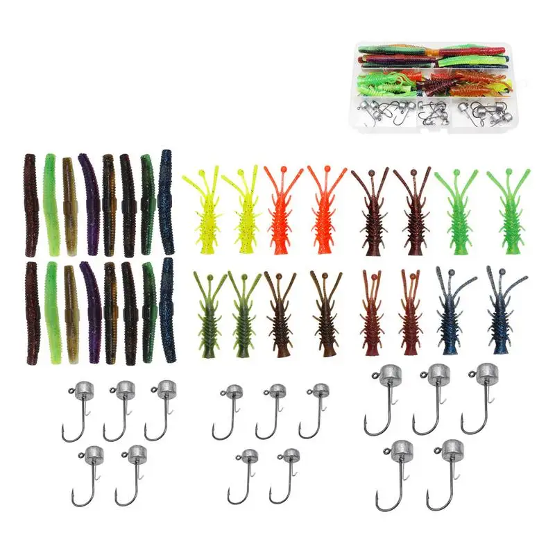 Worm Lure Kit Bass Fishing Wacky Rig Kit Fishing Lure Gear Equipment Wacky Rig Tool Kit Bass-Fishing Stick Baits Floating Soft