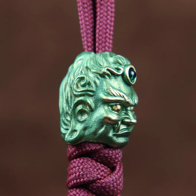 Brass Fudo Buddha Head Sculpture EDC Knife Beads Jewelry DIY Paracord Woven Lanyard Charms Accessories Outdoor Tool Decorations image 3