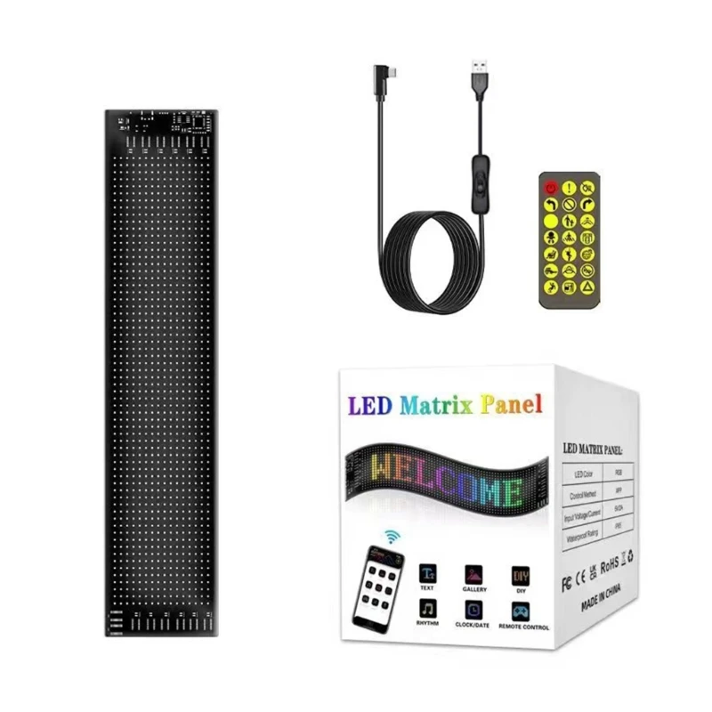 

USB Car Display Scrolling LED Sign 5V RGB Remote APP Control Flexible Pattern Dropshipping