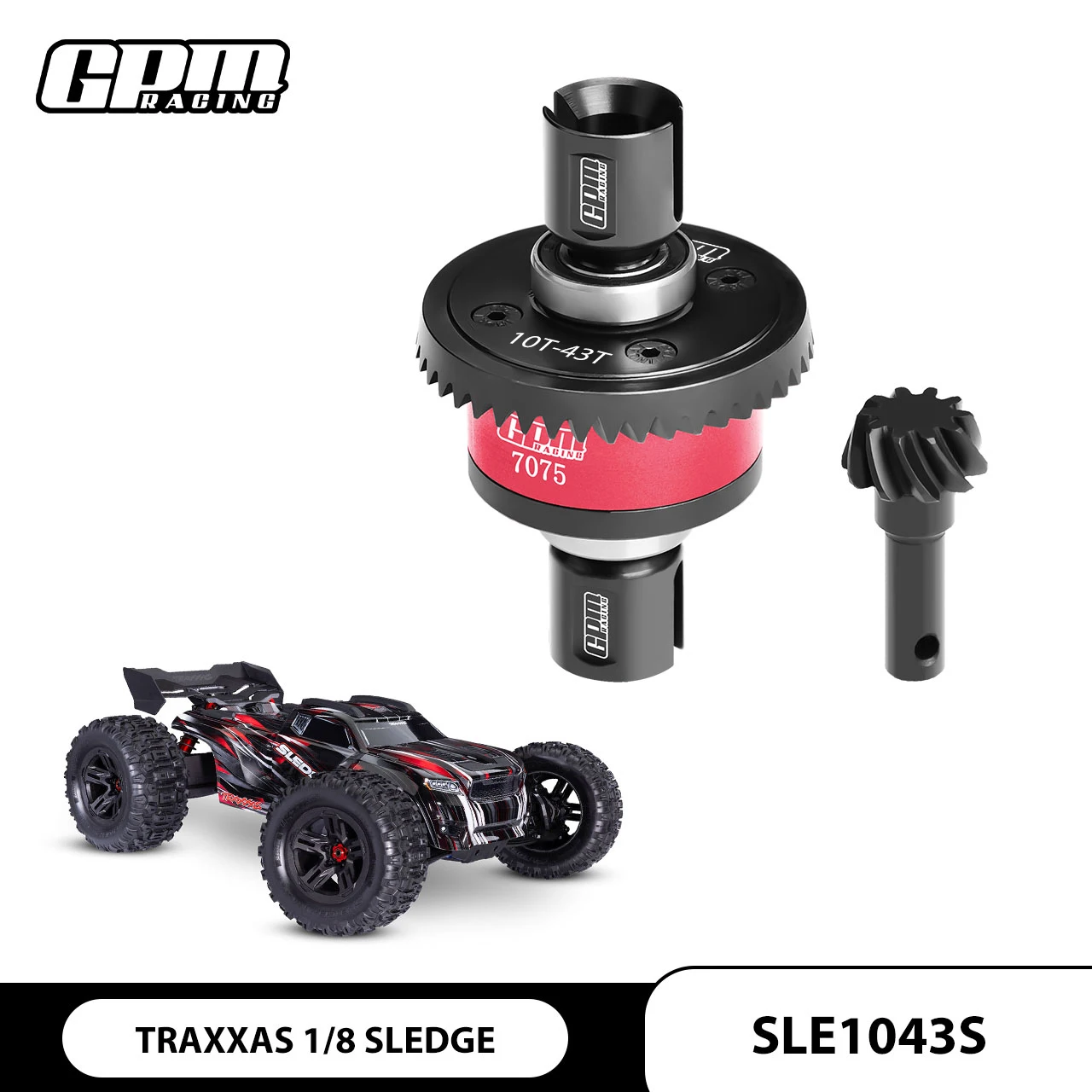 

GPM 20CrMnTi Steel + 7075Alu 10/43T Front/Rear Complete Diffs TRAXXAS 1/8 Sledge 95076-4