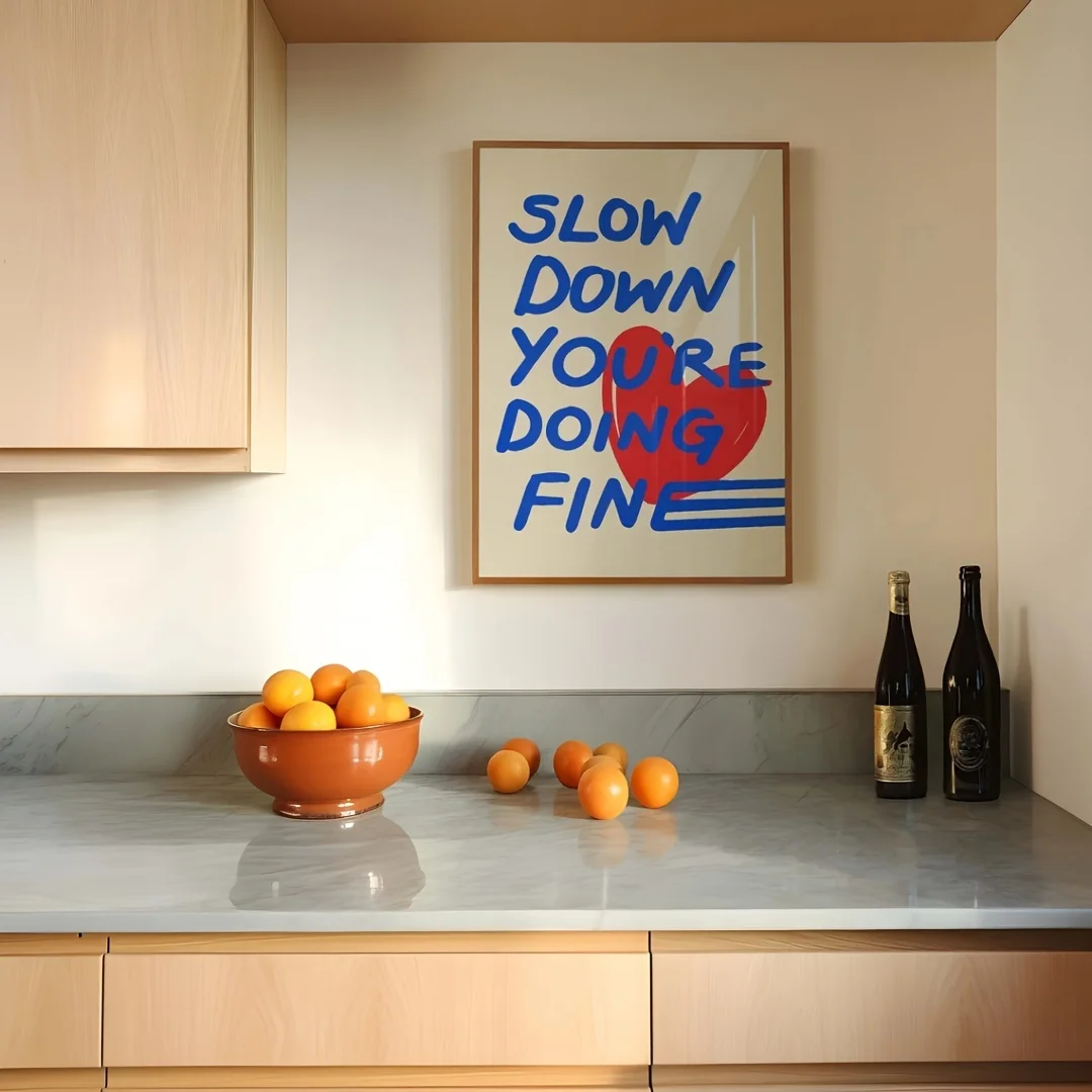 Chic Slow Down You Are Doing Well Inspired Canvas Prints Red Blue Quote Wall Art Posters for Modern Living Room Home Decor Gift