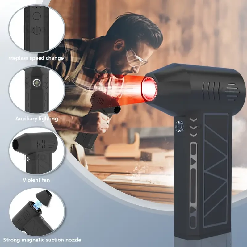 AiQUE 130000RPM Turbofan Potente spazzaneve 52M/S Jet Fan 4000Mah Motore brushless Condotto portatile Ricarica di tipo C portatile