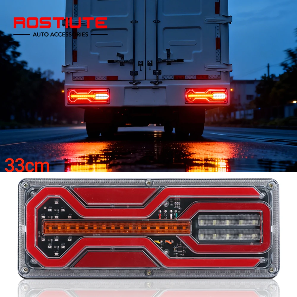 33CM 24V LED Rear Light Bar for Truck Trailer RV Utility Vehicles with Turn Signal LED Tail Lights Brake Reverse Indicator Lamp