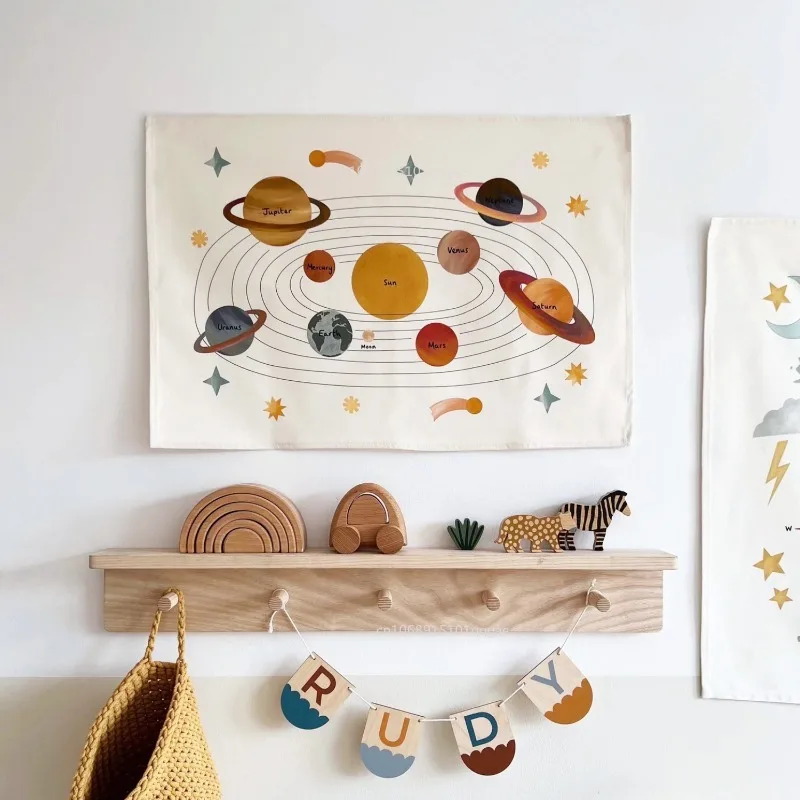 Nuevo mapa del mundo nórdico, lienzo para colgar en la pared, decoración para guardería y habitación de niños, accesorios de fotografía para niños, decoración