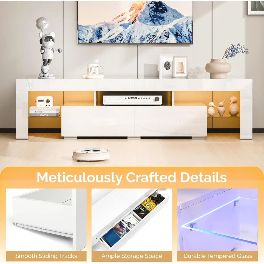 Supporto TV, centro di intrattenimento moderno con luci a LED e contenitore