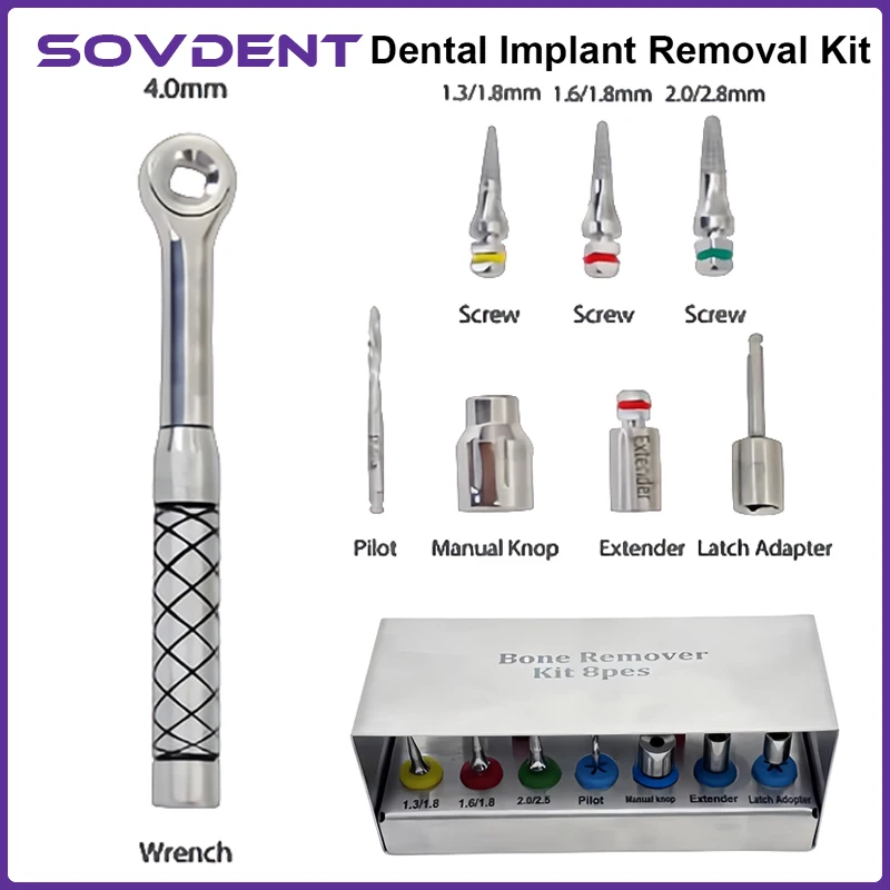 1 Set Dental Implant Removal Kit Bone Expander Set Remove Broken Fixture Ratchet Wrench Implant Kit