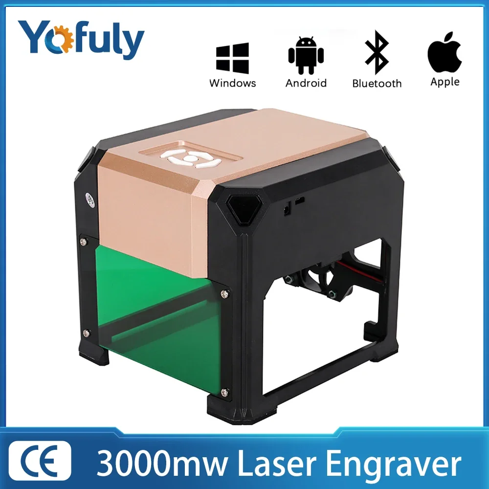 Yofuly Mini Laser Engraver 3000mw CNC Engraving Machine With Wireless Bluetooth Desktop Printer Plastic Woodwork Machine