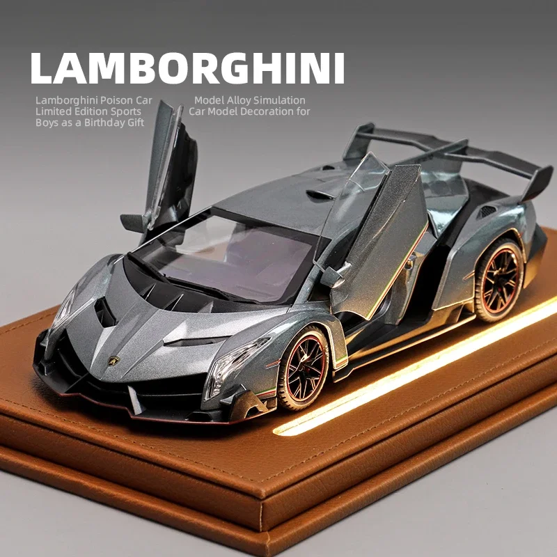 Simulation 1/24 Lambor Veneno Supercar Model With Display Box Collection Miniature Voiture Home Decor Boy Toy Vehicle Gift