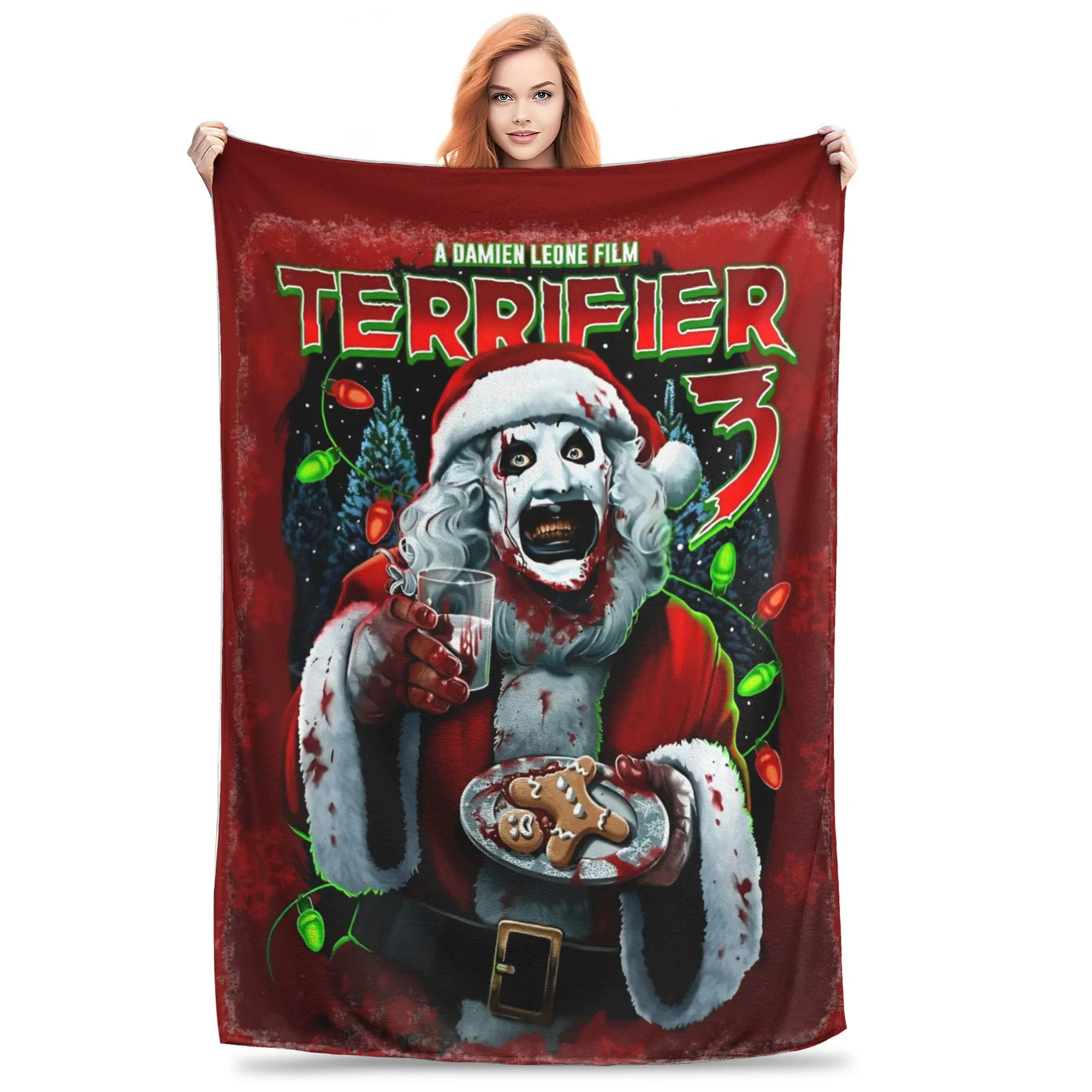 Poster of Terrifier 3 Christmas Flannel Blanket  Novelty Throw Blankets for Home Hotel Sofa  200x150cm Quilt