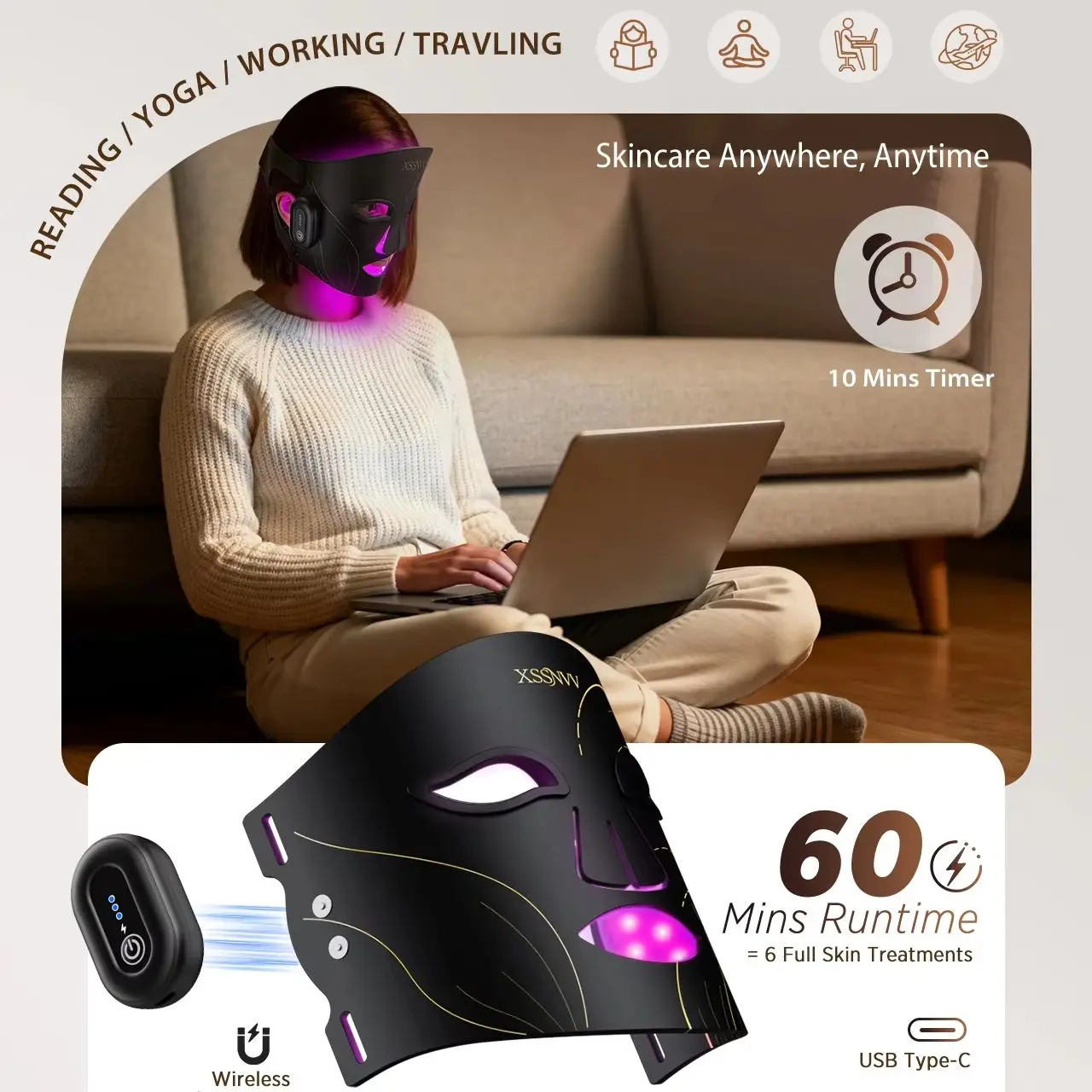 Silicone Led Mask F…