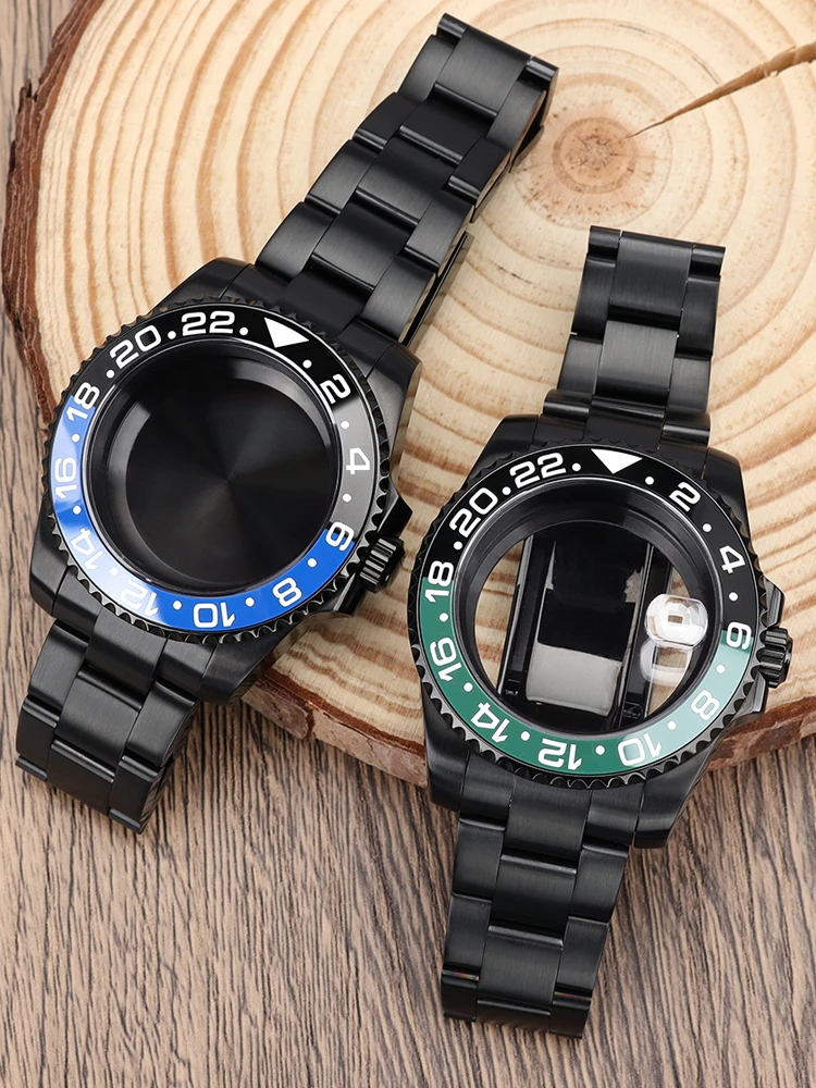 

40mm 200m Diving for NH34 NH35 NH36 Miyota8215 ETA 2824 Oyster Strap Black Watch Submariner Case Mods Watch Accessories Sapphire