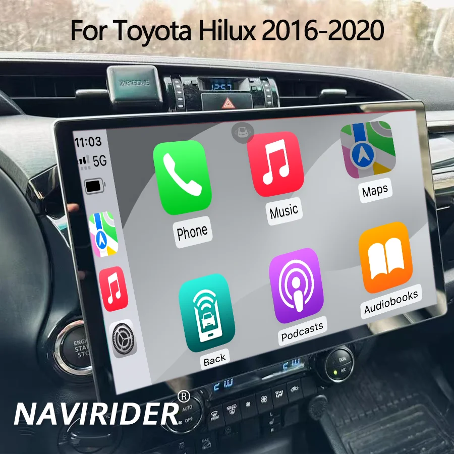 13.3 inch Android 15 Carplay Auto for Toyota Hilux 2016 2020 Multimedia Navigation GPS Car Radio Player WIFI 4G DSP Stereo Auto
