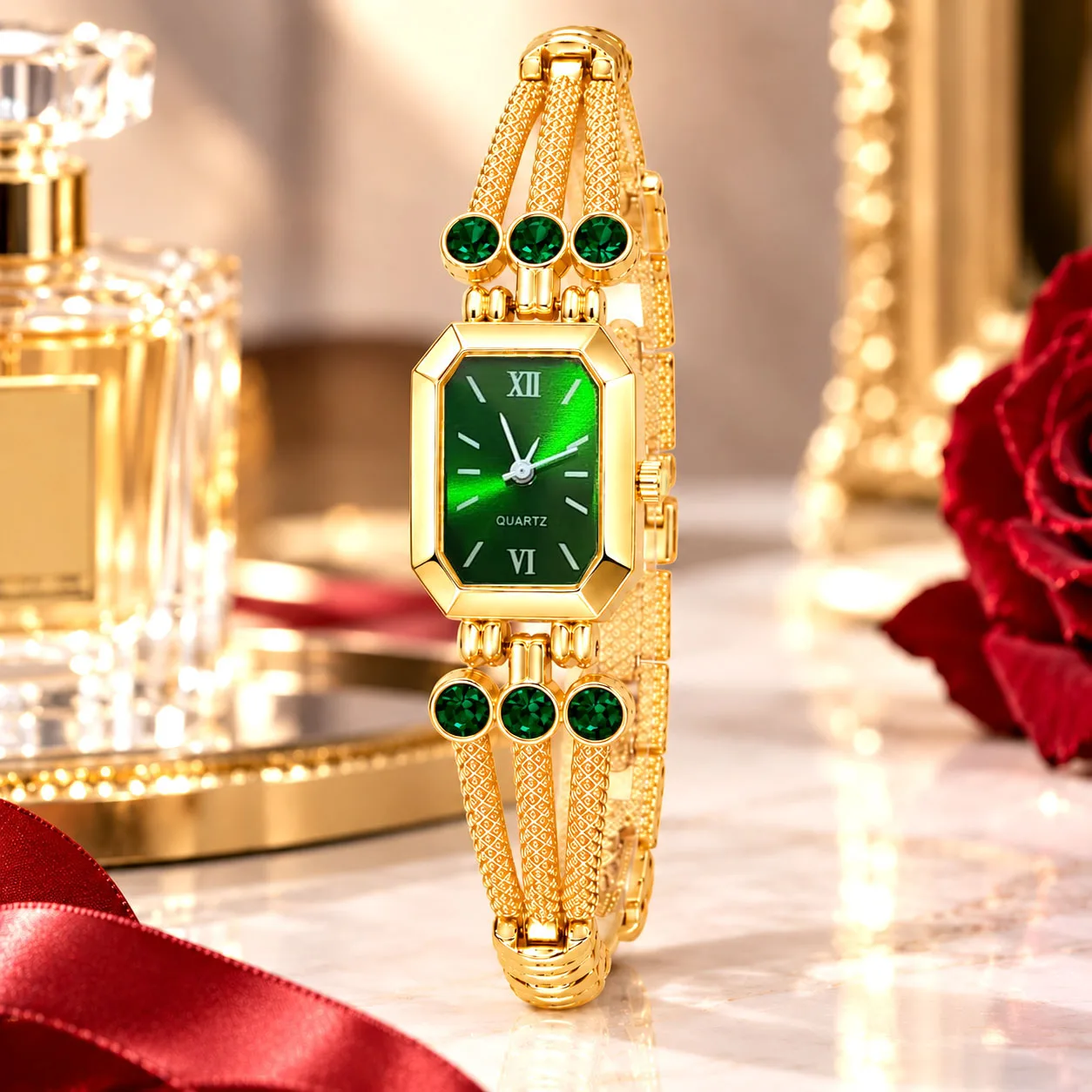 1Pc New Fashion Quartz Watch Rectangular Case Shape Quartz Watch Ideal Gift for Valentine's Day, Anniversary, Birthday