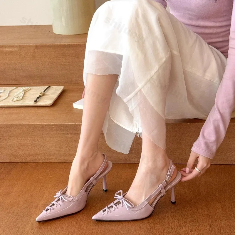 

Pointed Strap Thin High Heel Women Spring 2025 New Versatile Casual Elegant Temperament Comfortable Lightweight Bow Design Pumps