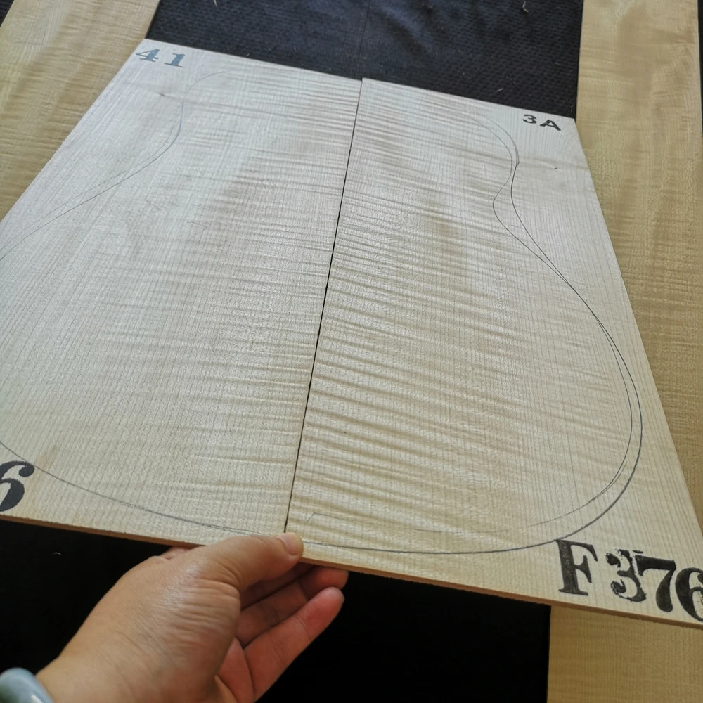 HUATOOL 3A German Tiger Pattern Maple Back Side Panel Single Board 41 inch Folk Classical Guitar Material Guitar Production