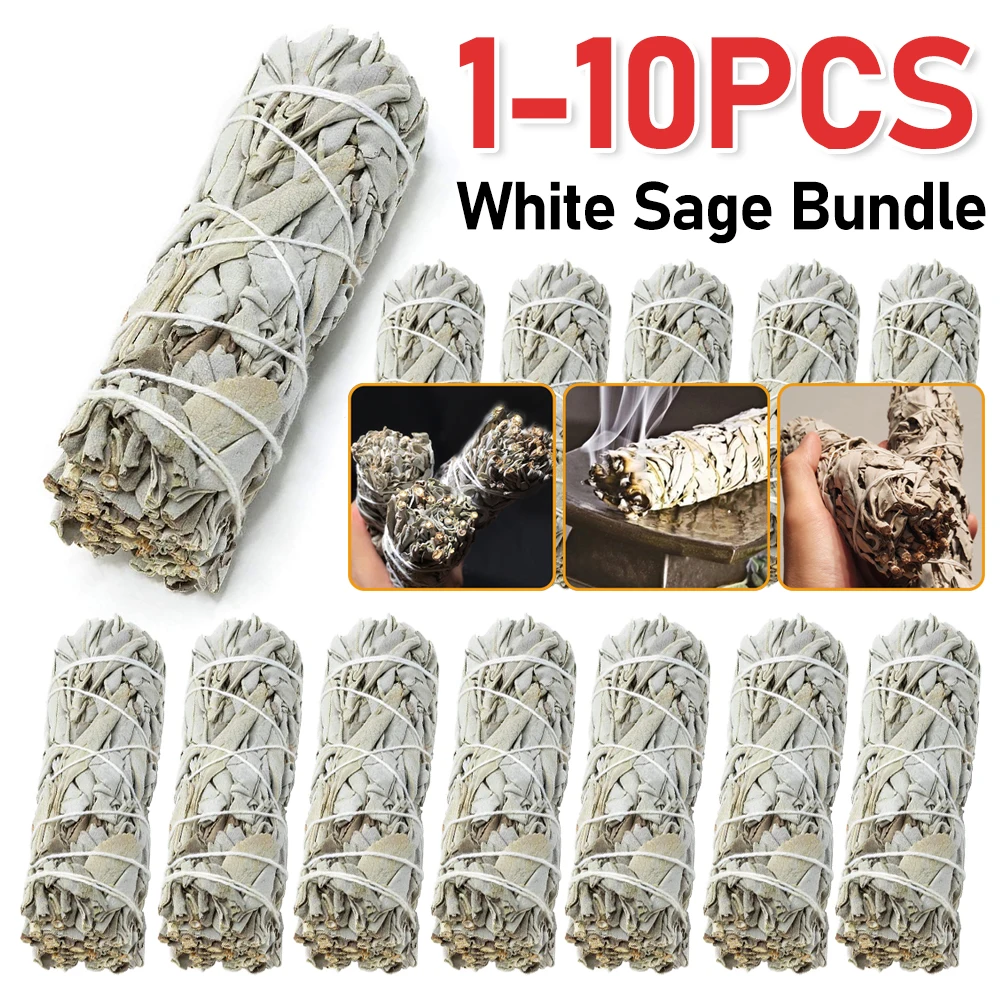 10cm White Sage Bundle California Smudge Stick bacchetta per bastoncini di incenso spirituale bruciare aromaterapia fasci di pulizia energetica