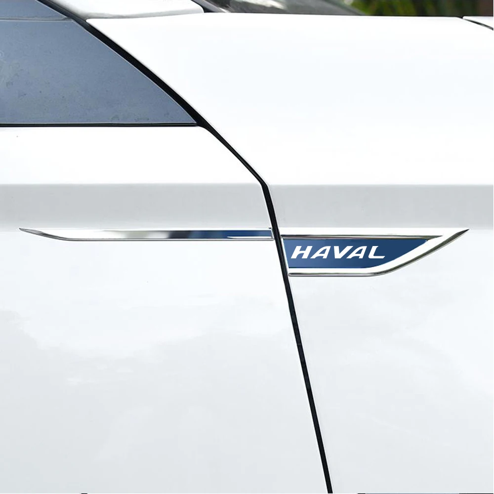 Car Body Fender Side Metal Chrome Zinc Alloy Knife Side Sticker For Haval H6 Dargo M6 H9 H6S F7 F7X Jolion DOG XY H2 H3 H5 H7 H8