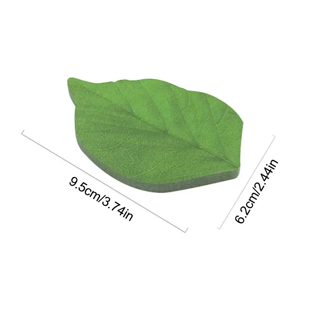 Creative Green Leaf Shaped Sticky Notes, Notepad, DIY Parede, Decorações Geladeira, Almofadas, 50 Folhas