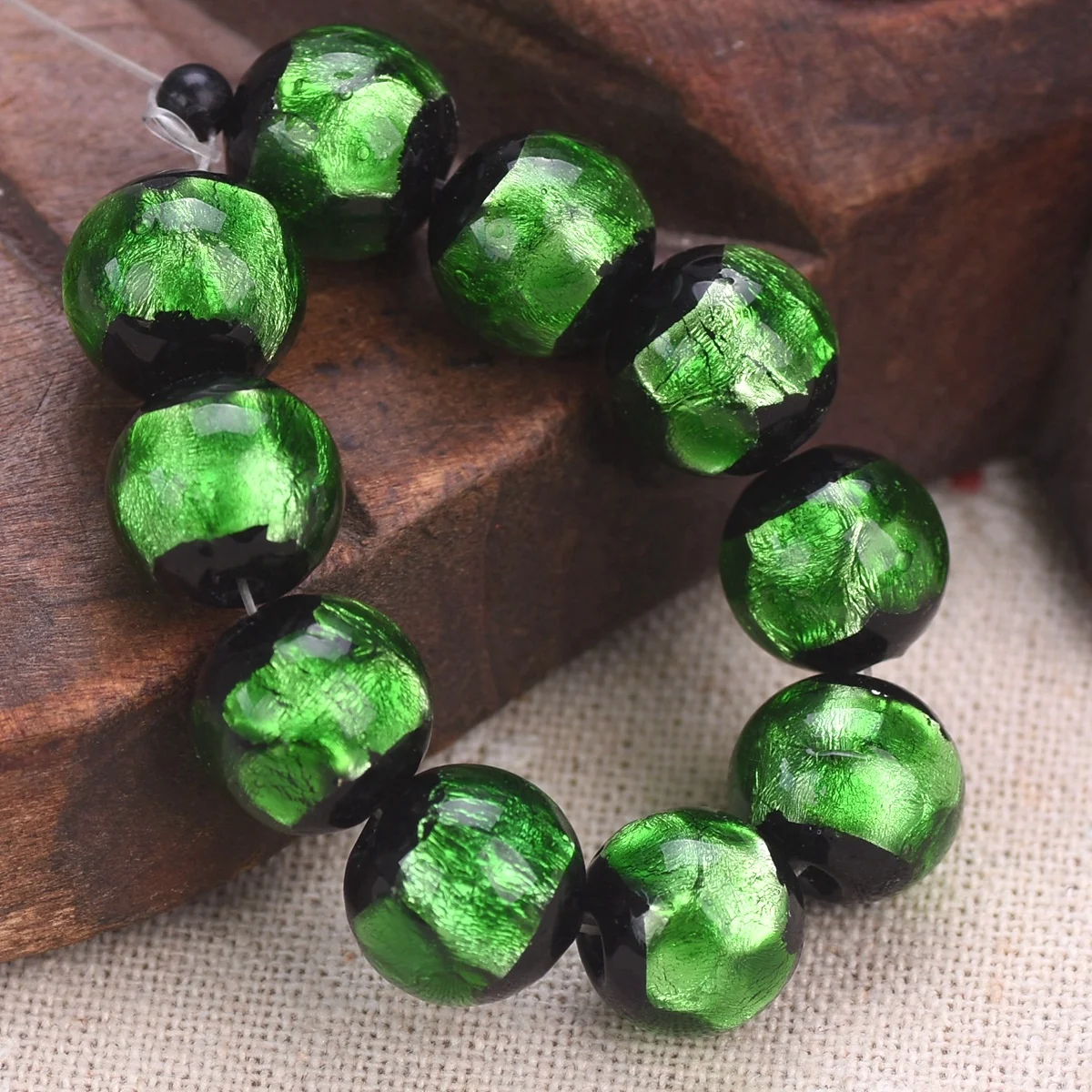 5pcs Glossy Foil Round 12mm Handmade Lampwork Glass Loose Beads For Jewelry Making DIY Bracelet Findings