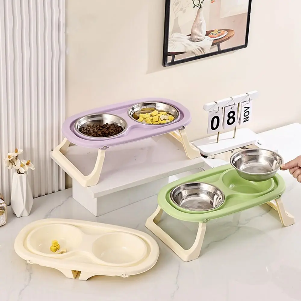 

Practical With Stand Pet Bowl Non-Slip 2-in-1 Dog Food Bowl Protect Cervical Spine Portable Pet Supplies